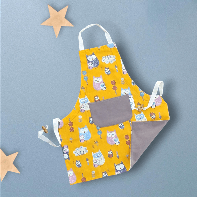  Tablier de Cuisine ou Activités pour Enfants en Coton Personnalisé réglable chouettes
