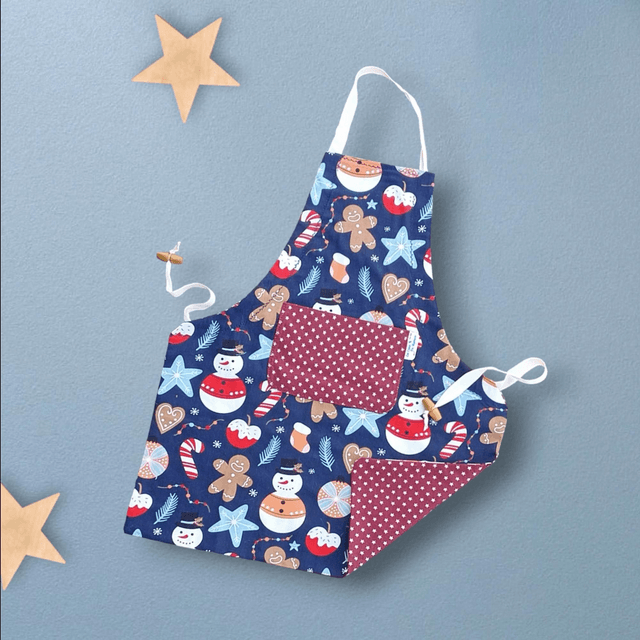 Tablier de Cuisine ou Activités pour Enfants en Coton Personnalisé réglable Noel