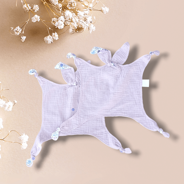 Doudou Siamois Lapin Ours Mauve
