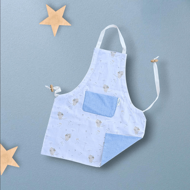 Tablier de Cuisine ou Activités pour Enfants en Coton Personnalisé réglable motif Souris