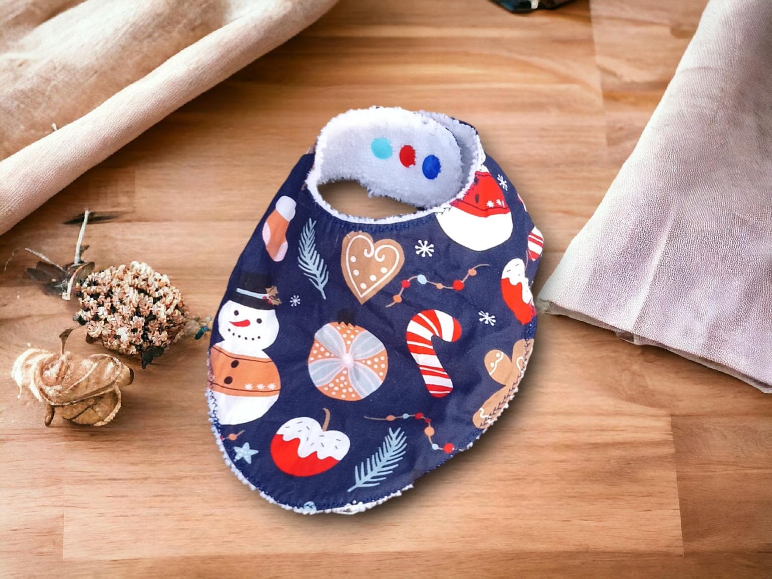 Bavoir Naissance à 6 mois réglable Noel